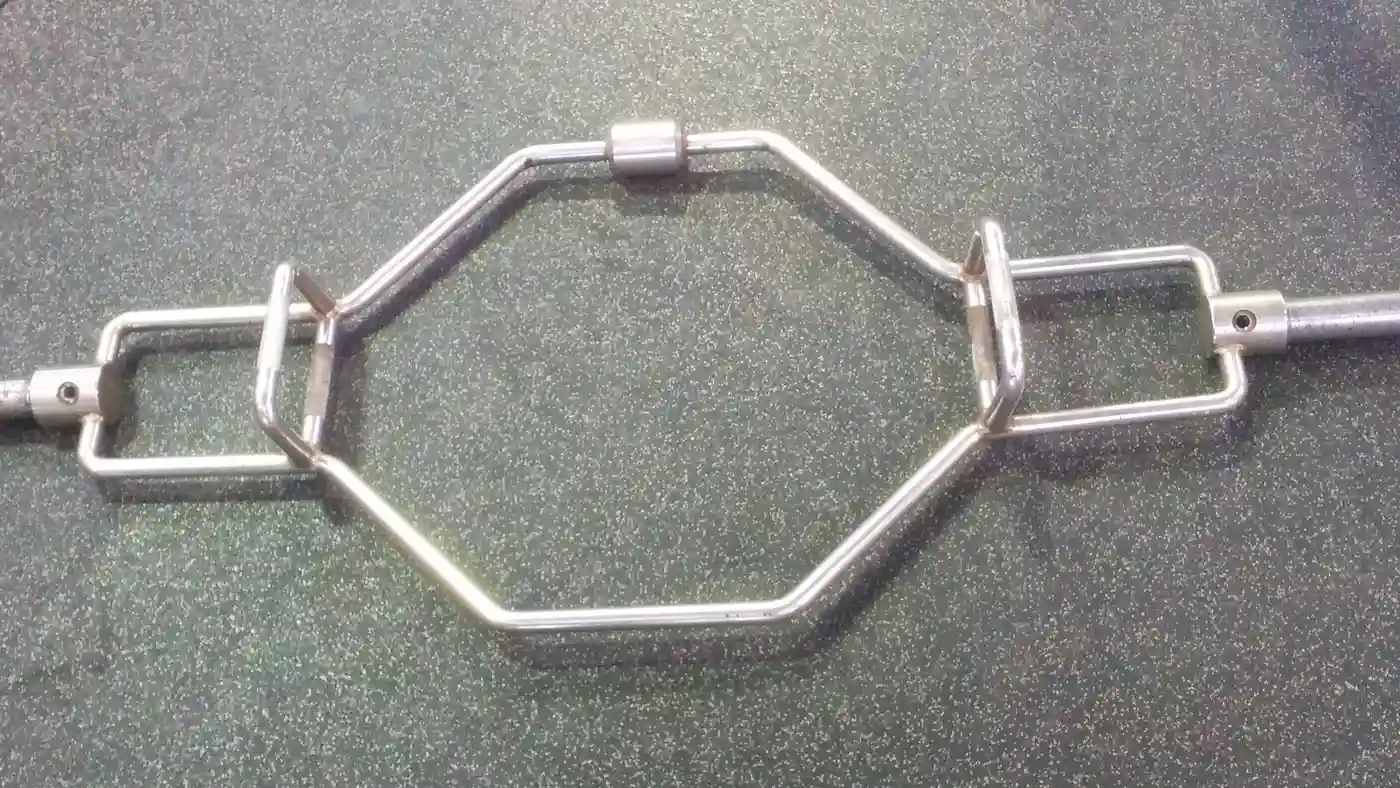 Trap bar with dual-height handles, a specialty barbell that suits beginners and experienced lifters alike